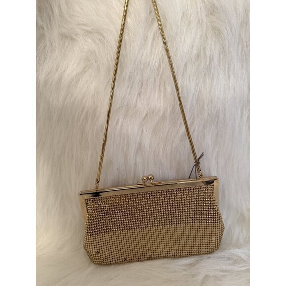 Whiting & Davis Double Ball Twist Gold Small Clutch - Picture 2 of 4